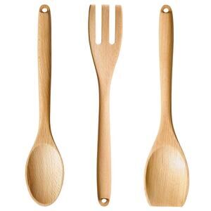 IKEA Rort 3-Piece Beechwood Utensil Set – Fork, Spoon & Wok Turner